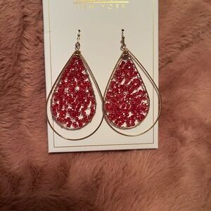 Nicole Miller Red Teardrop Earrings